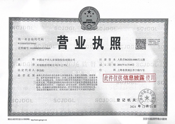 附件：更新后的营业执照信息披露专用附件