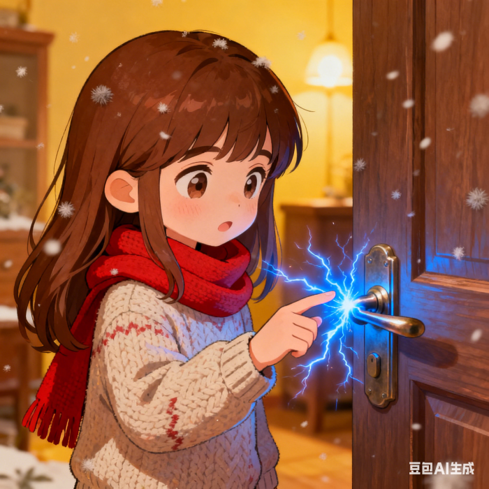 生成秋冬静电卡通插图