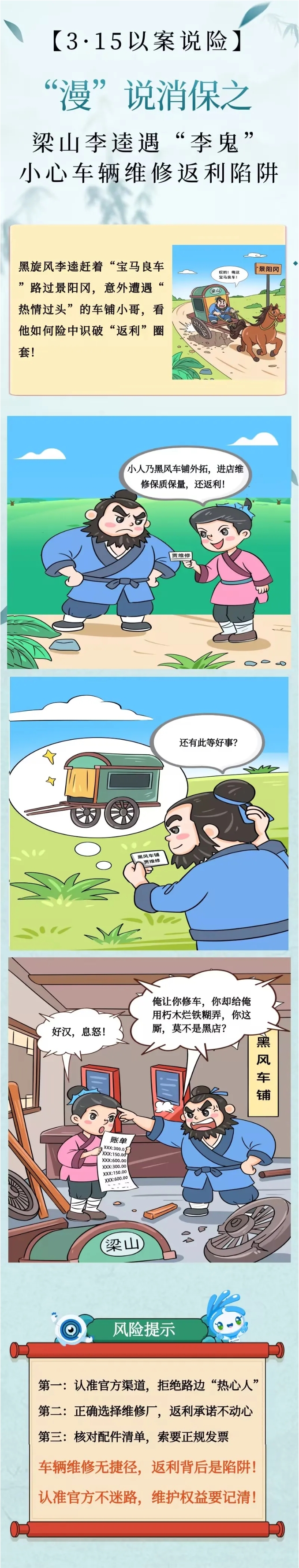 3·15以案说险丨“漫”说消保之梁山李逵遇“李鬼” 小心车辆维修返利陷阱